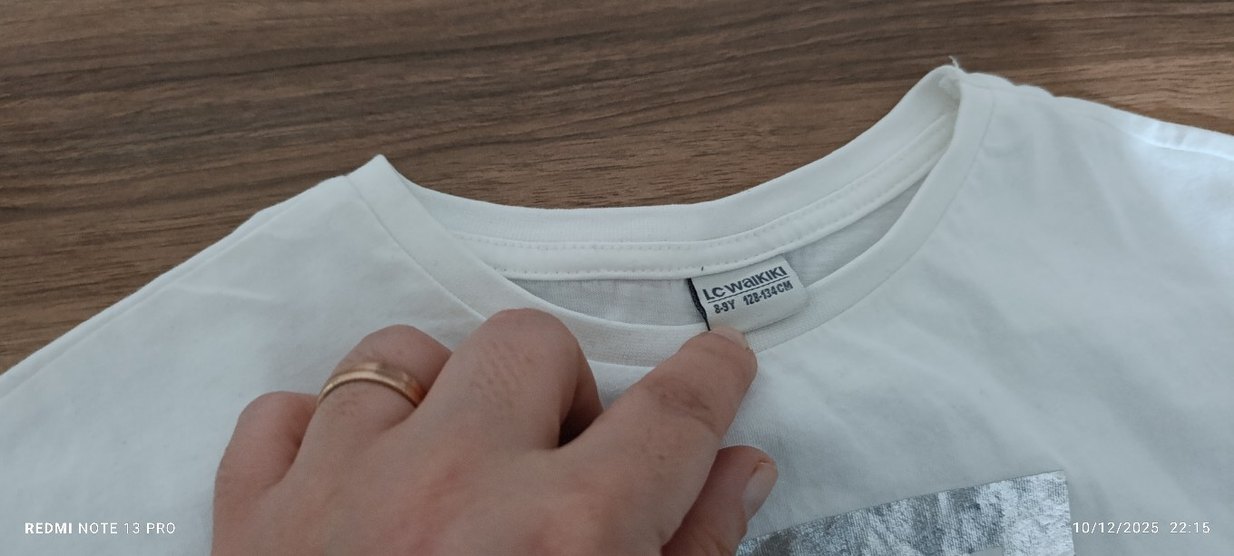 Kız Çocuk Gri Baskılı Keten Tişört - Görsel 4