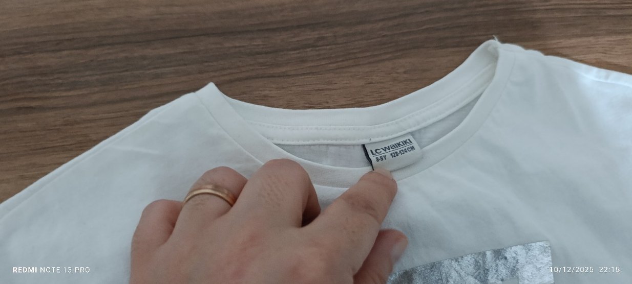 Kız Çocuk Gri Baskılı Keten Tişört - Görsel 3