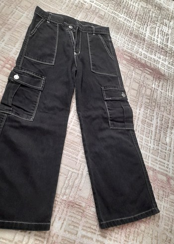 m Beden Siyah Bol Kesim kiz cocuk Kot Pantolon
