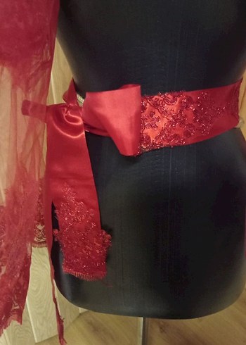 Parlak Kırmızı Drapeli Düğün Aksesuarı - Görsel 3