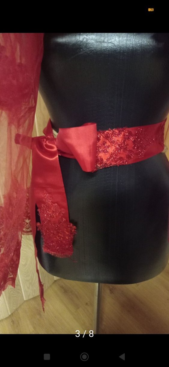 Parlak Kırmızı Drapeli Düğün Aksesuarı - Görsel 3