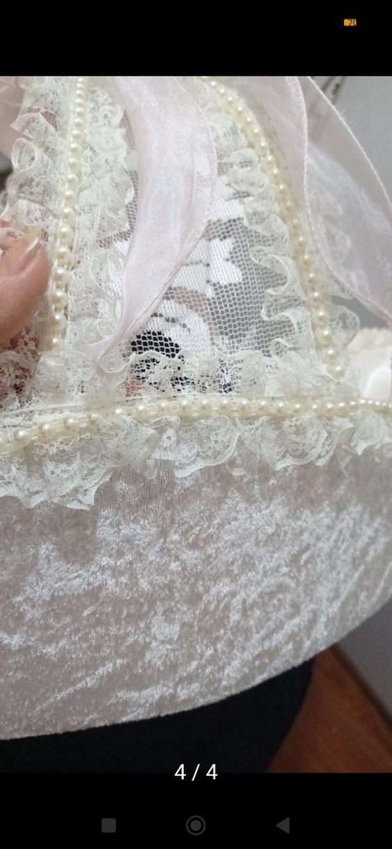 Dantel Detaylı Beyaz Sepet - Görsel 4