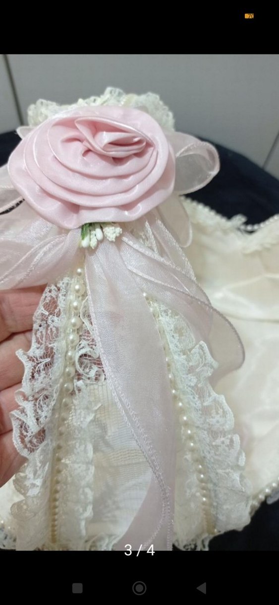 Dantel Detaylı Beyaz Sepet - Görsel 3