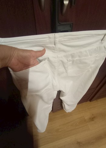 Beyaz Kadın Normal Boy Kumaş Pantolon,38 Beden. yazlık - Görsel 3