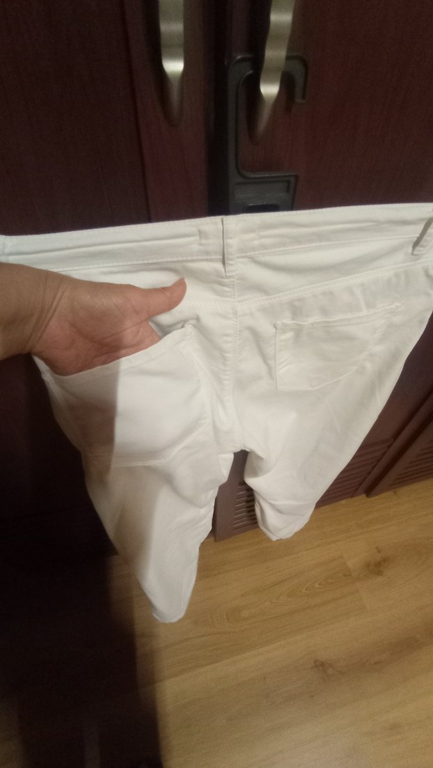 Beyaz Kadın Normal Boy Kumaş Pantolon,38 Beden. yazlık - Görsel 3