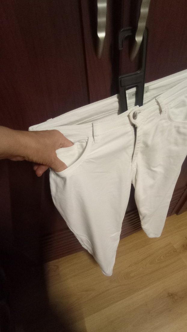 Beyaz Kadın Normal Boy Kumaş Pantolon,38 Beden. yazlık - Görsel 2