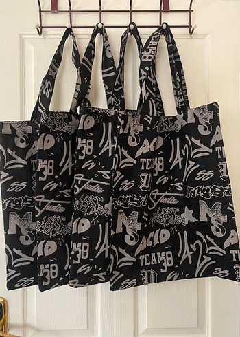 Diğer Grunge Desenli Tote Bag Kadın Omuz Çantası