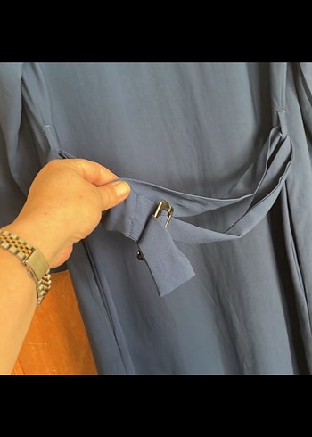 Lacivert Uzun Kollu Kadın kap - Görsel 7