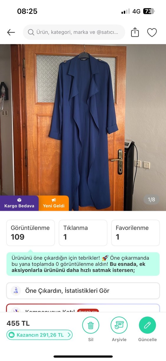 Lacivert Uzun Kollu Kadın  kap - Görsel 3