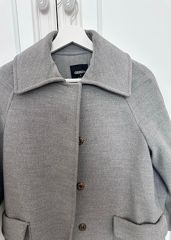 Gri Düğmeli Kadın Kaban - Görsel 3