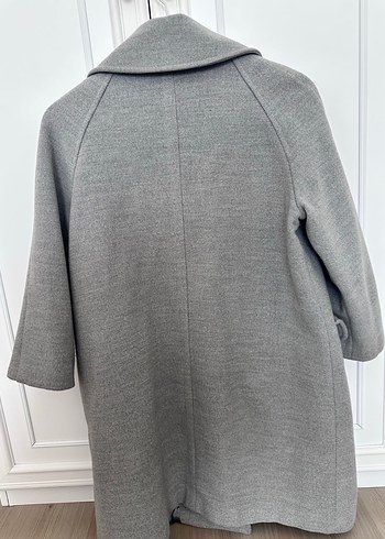 Gri Düğmeli Kadın Kaban - Görsel 4