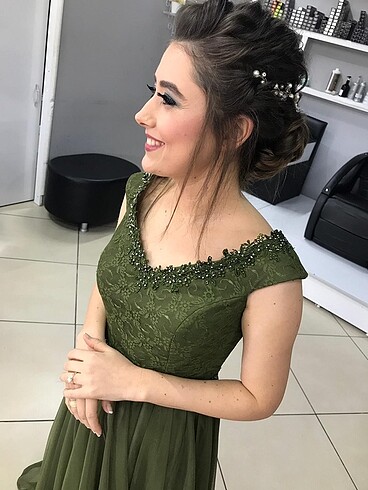 Haki uzun elbise