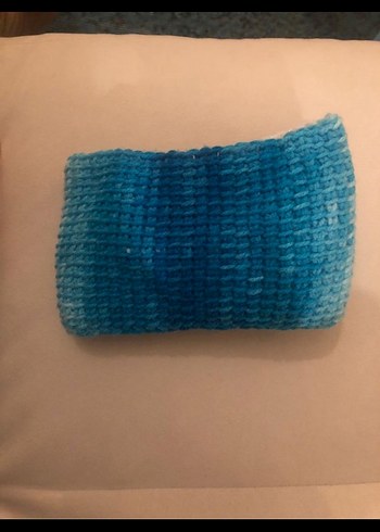 Mavi Beyaz Örgü Saç Bandı - Görsel 4