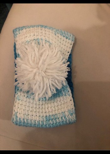 Mavi Beyaz Örgü Saç Bandı - Görsel 6