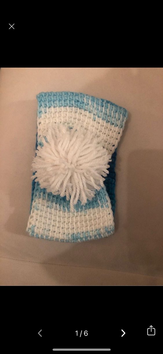 Mavi Beyaz Örgü Saç Bandı - Görsel 2