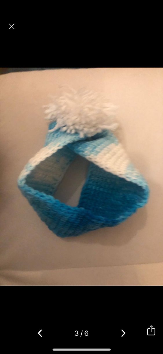 Mavi Beyaz Örgü Saç Bandı - Görsel 3