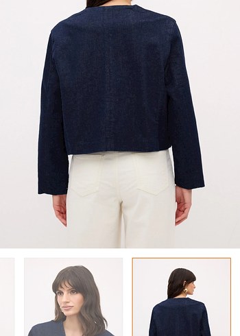 Kadın Lacivert Düğmeli Denim Ceket - Görsel 6