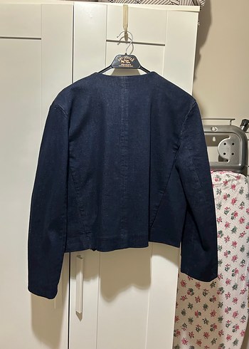 Kadın Lacivert Düğmeli Denim Ceket - Görsel 8