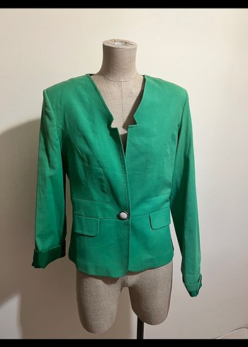 Düğmeli Yeşil Kadın Blazer Ceket - Görsel 2
