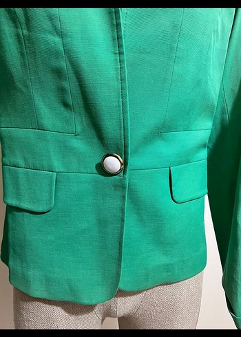 Düğmeli Yeşil Kadın Blazer Ceket - Görsel 5