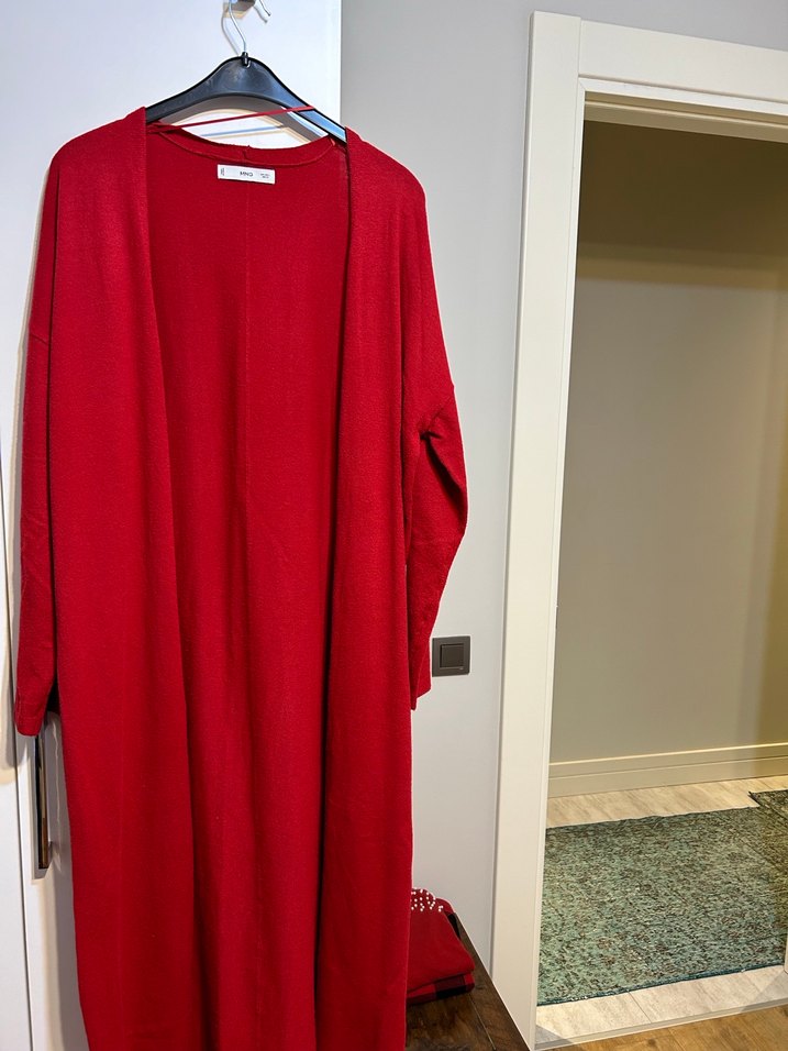 Mango Kırmızı Uzun ve Salaş Kadın Hırka - Görsel 3