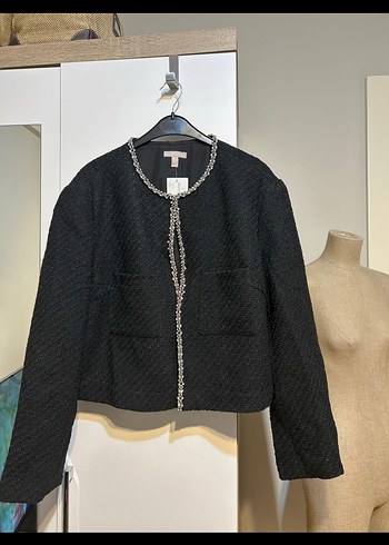 Düğmeli Siyah Mini Kadın ceket - Görsel 6
