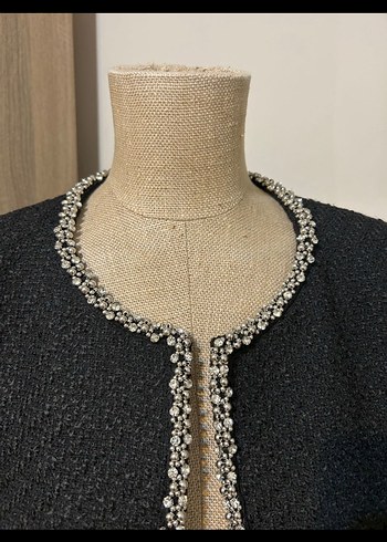 Düğmeli Siyah Mini Kadın ceket - Görsel 5