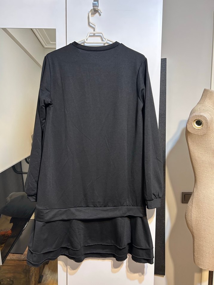 Siyah Uzun Kollu elbise - Görsel 5