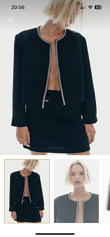 H&M suni elmas işlemeli bukle ceket