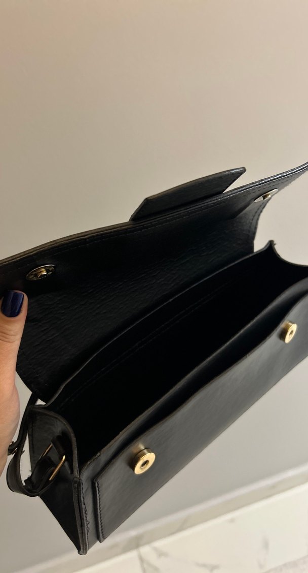 Siyah Deri Kemerli Kadın Çanta - Görsel 3