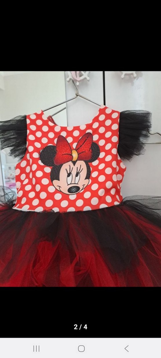 Kız Çocuk Kırmızı Minnie Mouse Elbise - Görsel 2