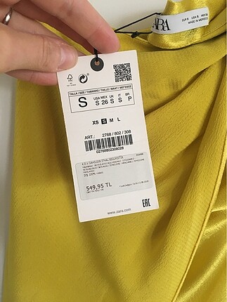 s Beden sarı Renk Zara saten elbise