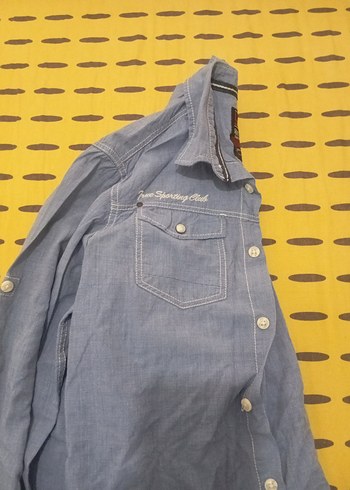 Erkek Mavi Denim Gömlek Uzun Kollu - Görsel 6