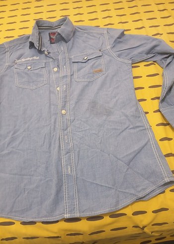 Erkek Mavi Denim Gömlek Uzun Kollu - Görsel 8