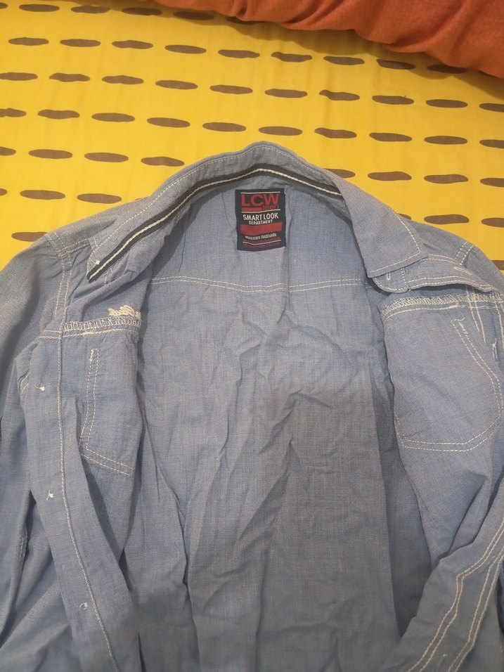 Erkek Mavi Denim Gömlek Uzun Kollu - Görsel 3