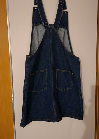 Lacivert Denim Kot Askılı Elbise - Görsel 4