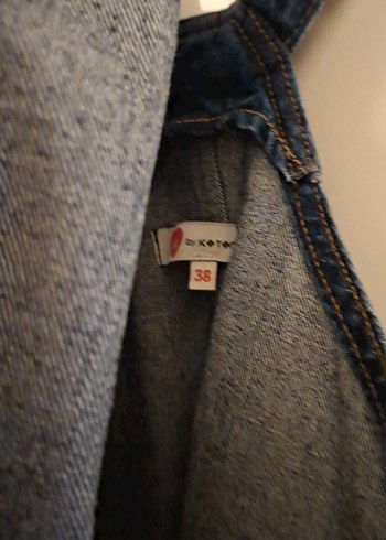 Lacivert Denim Kot Askılı Elbise - Görsel 3