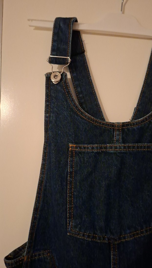 Lacivert Denim Kot Askılı Elbise - Görsel 2