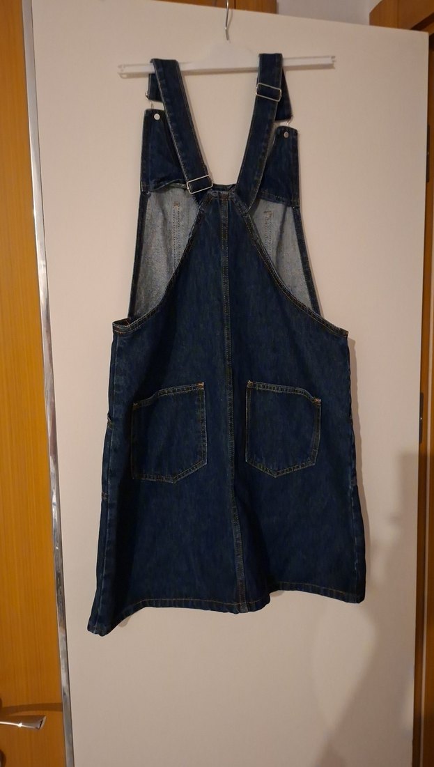 Lacivert Denim Kot Askılı Elbise - Görsel 4