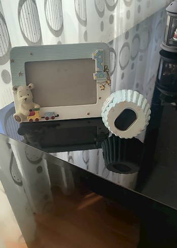Diğer Beyaz Pastel Çerçeve ve Ayıcık Süslemeli 1 Yaş Temalı
