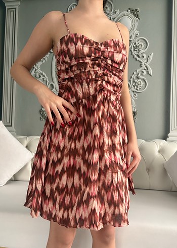 Bohem Tarzı Piliseli Straplez Elbise - Görsel 2