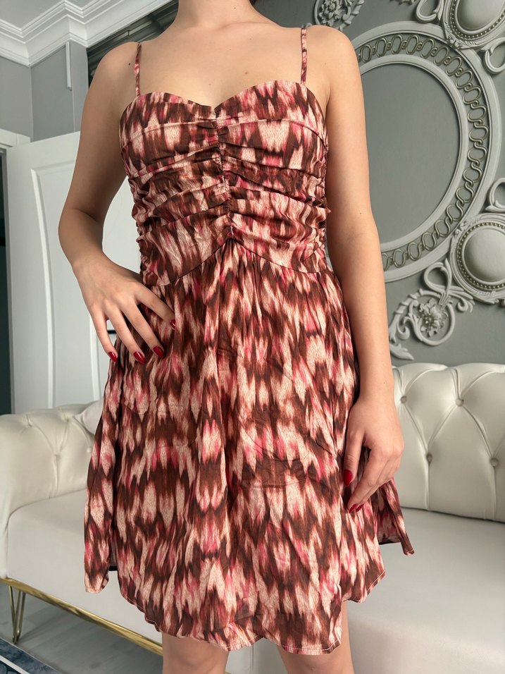 Bohem Tarzı Piliseli Straplez Elbise - Görsel 3