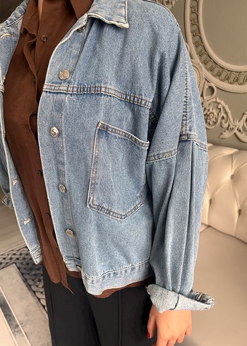 Kadın Açık Mavi Düğmeli Denim Ceket - Görsel 3