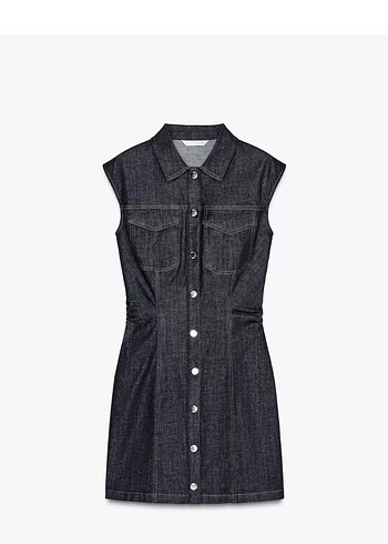 Zara Drape Mini Denim Elbise