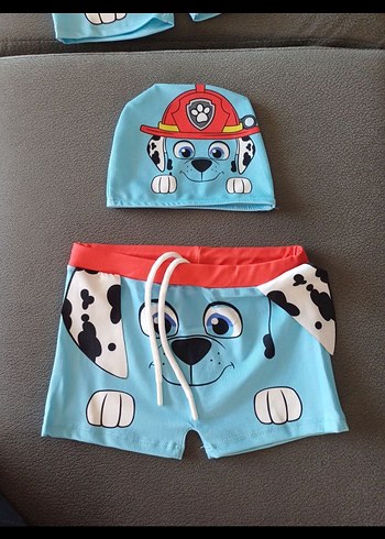 Renkli Baskılı Erkek Çocuk Deniz Şortu ve Bone - Görsel 2