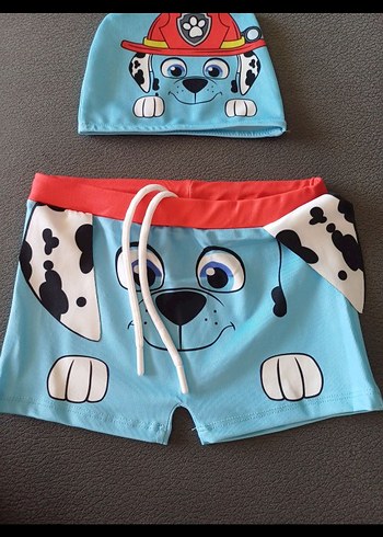 Renkli Baskılı Erkek Çocuk Deniz Şortu ve Bone - Görsel 4