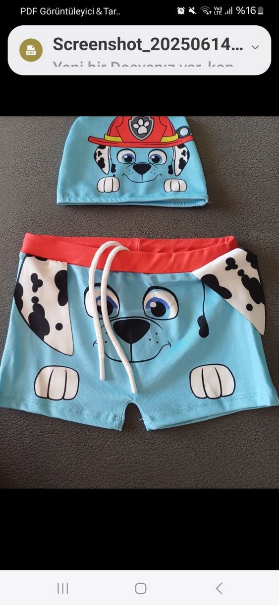 Renkli Baskılı Erkek Çocuk Deniz Şortu ve Bone - Görsel 4