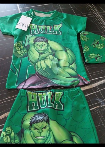 Erkek Çocuk Yeşil Hulk Baskılı Mayo Takımı - Görsel 5