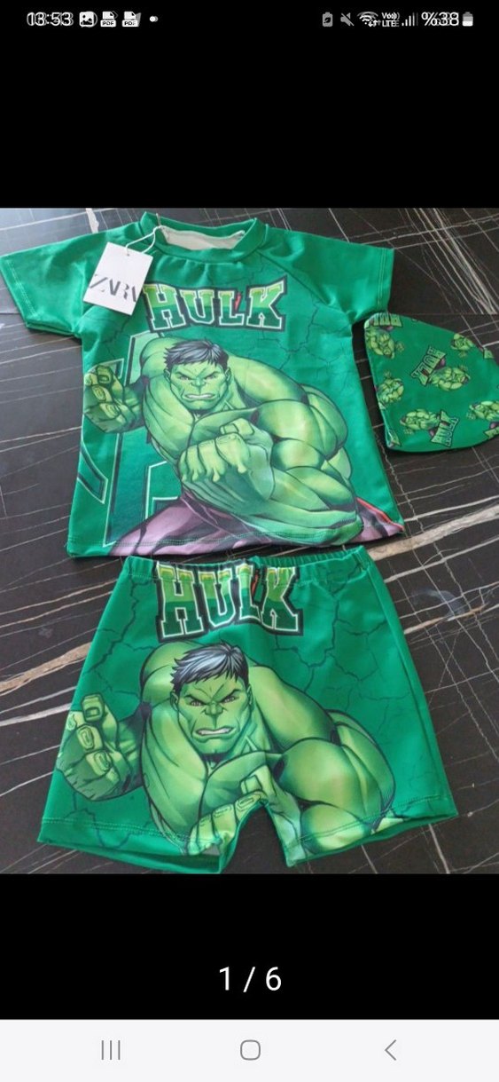 Erkek Çocuk Yeşil Hulk Baskılı Mayo Takımı - Görsel 4