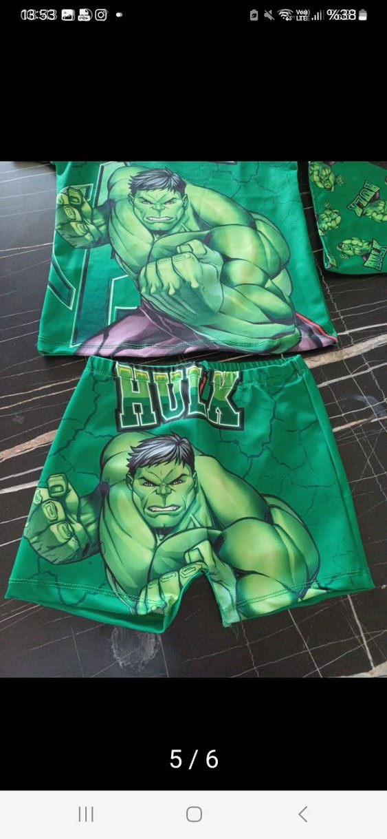 Erkek Çocuk Yeşil Hulk Baskılı Mayo Takımı - Görsel 2